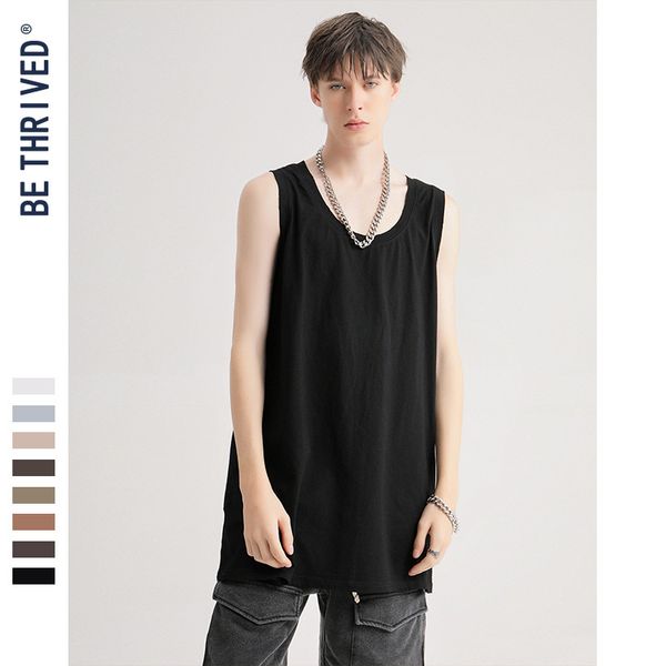 tide brand vest t-shirt european and american fashion air spinning loose high street washing edging 2020 summer men and women vest, White;black